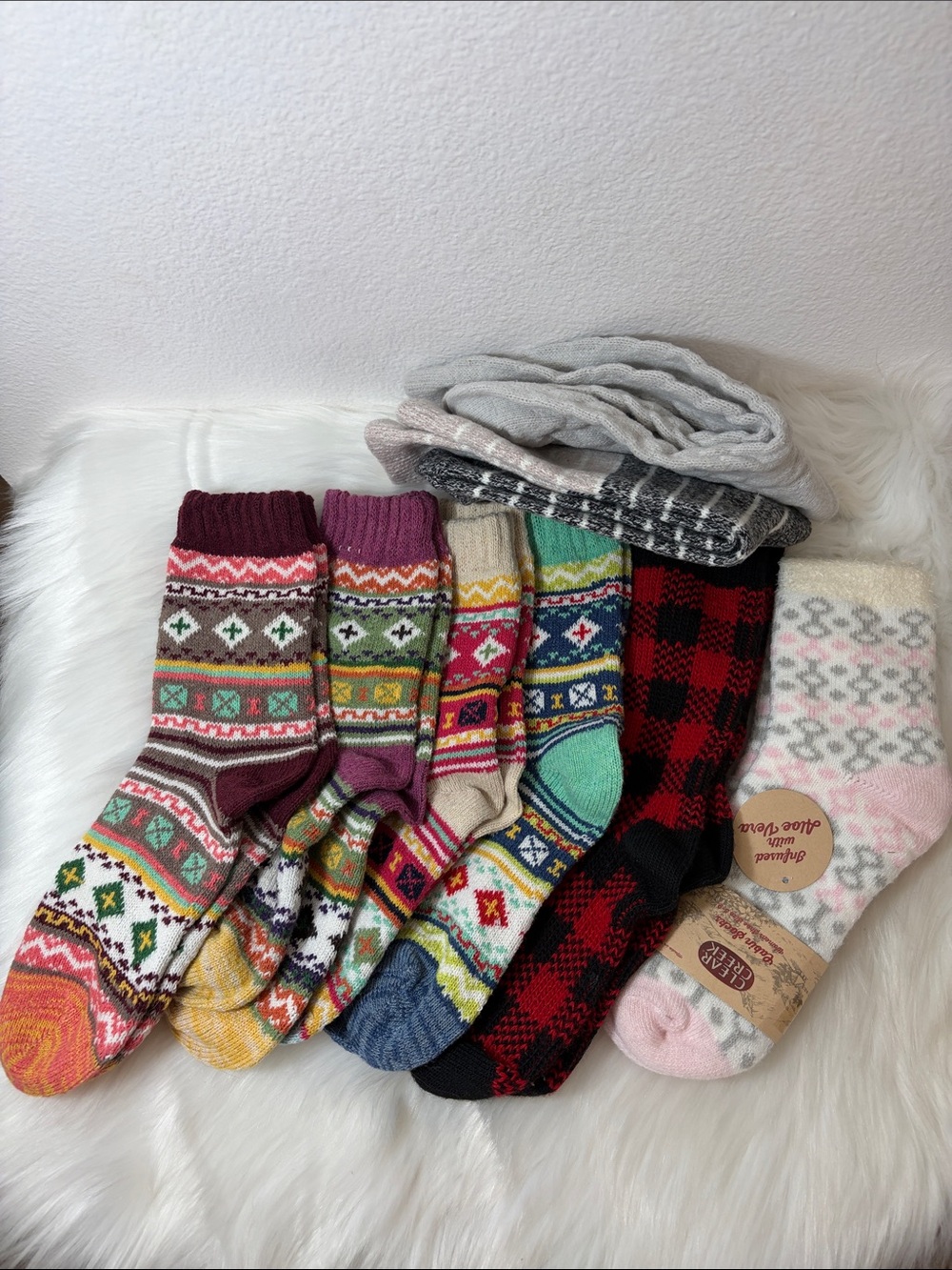 Bundle of 8 Women’s Cozy Patterned Assorted Colors Socks